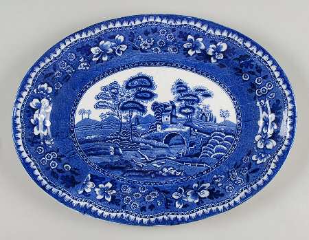 Old Tower Blue 12" Oval Serving Platter
