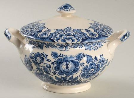 Sudbury Square Blue Sugar Bowl & Lid