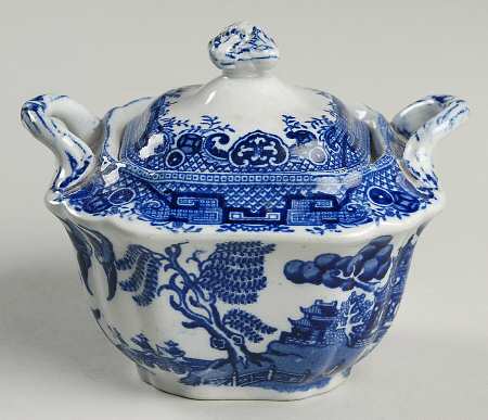 Ye Olde Willow Blue Sugar Bowl & Lid