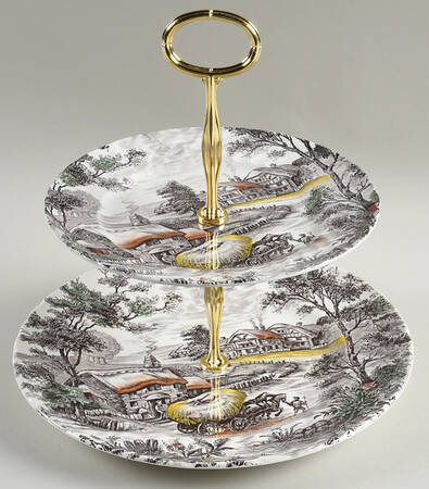 Yorkshire Multicolor 6 5/8"-10"  2 Tiered Serving Tray (Dp, Sp) HC