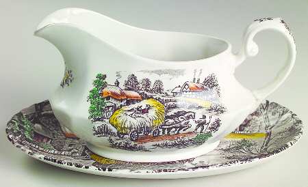 Yorkshire Multicolor Gravy Boat & Underplate/Relish