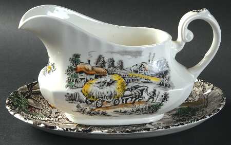 Yorkshire Multicolor Gravy Boat & Underplate/Relish