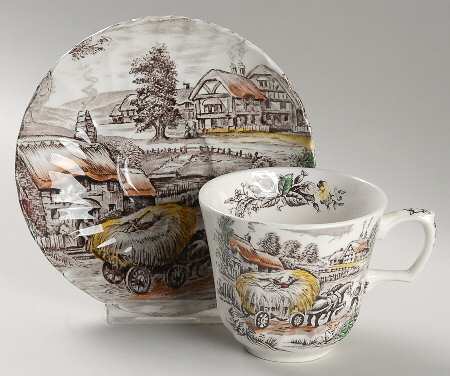 Yorkshire Multicolor Flat Cup & Saucer Set
