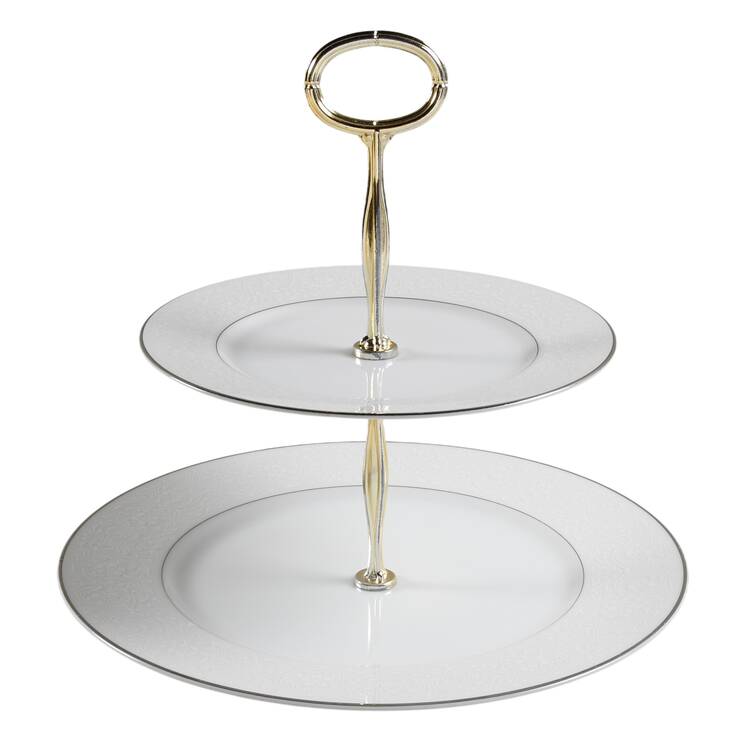 Brocade 6 5/8"-10"  2 Tiered Serving Tray (Dp, Sp) HC