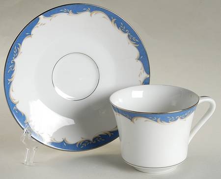Dynasty Blue Flat Cup & Saucer Set