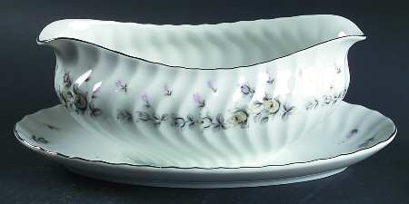 Picardy (Platinum) Gravy Boat with Attached Underplate