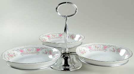 Pompadour 7" x 12" 3-Part Relish & Metal Stand (FR) HC