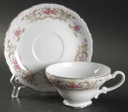 Rose Baroque Footed Cup & Saucer Set