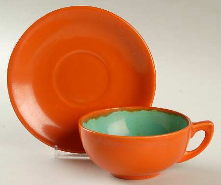 Americana Tangerine #2000 Flat Cup & Saucer Set
