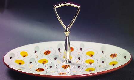 Amber Glo Round Serving Plate with Handle (DP)