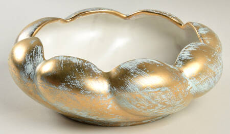Antique Gold (Gold on Green Body) 9" Scalloped Bowl