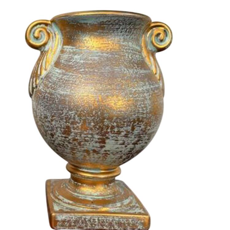 Antique Gold (Gold on Green Body) 9" Urn Shaped Vase