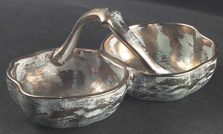 Antique Gold (Gold on Green Body) Handled Double Apple Dish