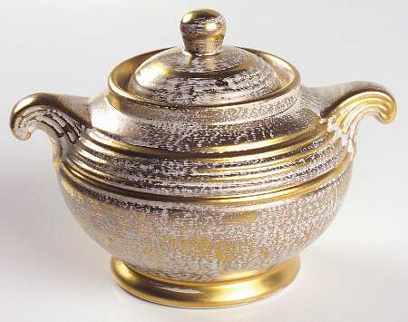 Antique Gold (Gold on Green Body) Sugar Bowl & Lid
