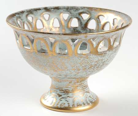 Antique Gold (Gold on Green Body) 5" Footed Bowl