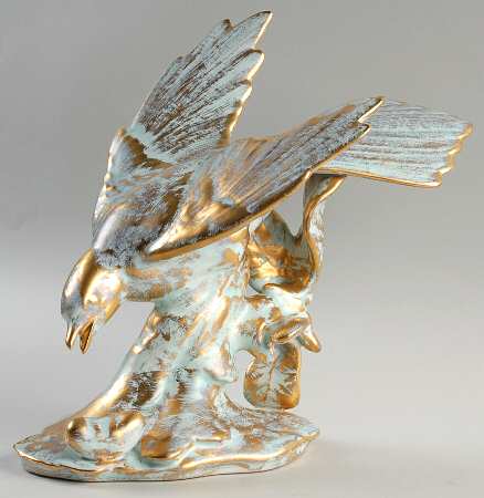 Stangl Birds Blue Jay-Antique Gold-Feeding - No Box