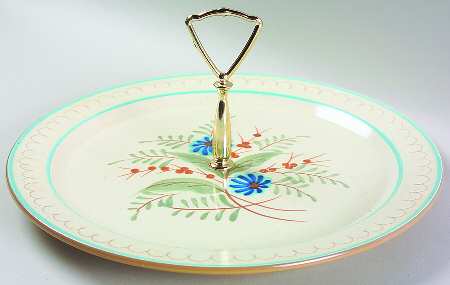 Blue Daisy Round Serving Plate with Handle (CH) by Stangl