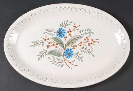 Blue Daisy 15" Oval Serving Platter