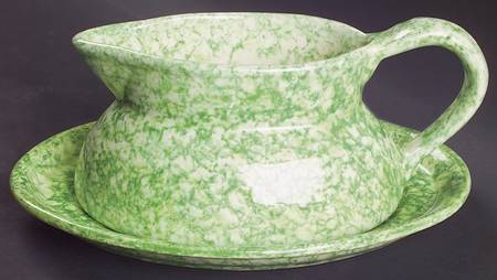 Caughley Green Gravy Boat & Underplate