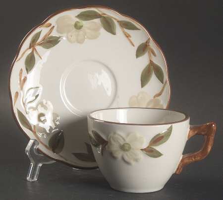 Colonial Dogwood Flat Cup & Saucer Set