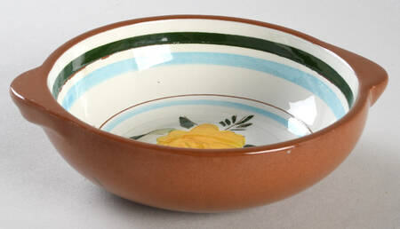Country Garden (Brown Body and Carved) Lugged Soup Bowl