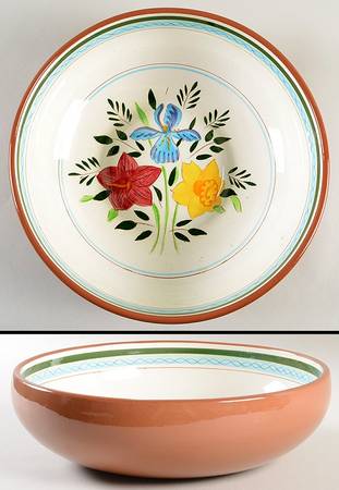 Country Garden (Brown Body and Carved) 12" Large Salad Serving Bowl