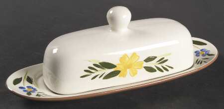 Country Garden (Brown Body and Carved) 1/4 Lb Covered Butter