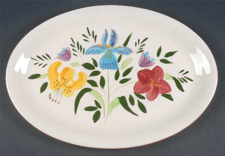 Country Garden (Brown Body and Carved) 14" Oval Serving Platter