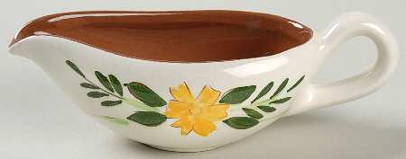 Country Garden (Brown Body and Carved) Individual Gravy Boat