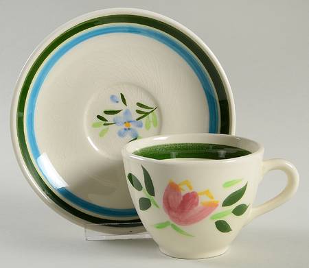 Country Garden (White Body) Flat Cup & Saucer Set