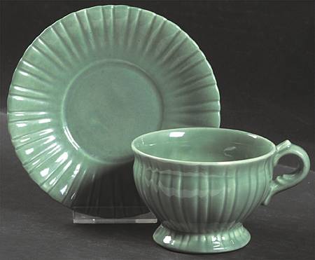 Colonial Green (Silver) Footed Cup & Saucer Set
