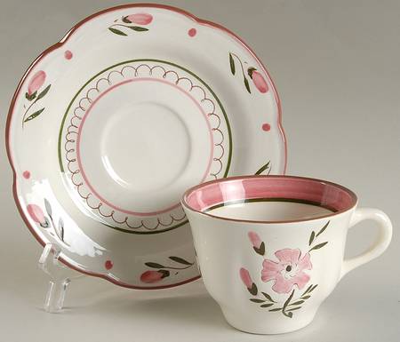 Colonial Rose Flat Cup & Saucer Set by Stangl