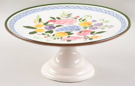 Fruit & Flowers 10" Diameter Pedestal Cake Stand