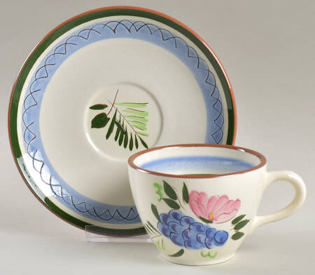 Fruit & Flowers Flat Cup & Saucer Set