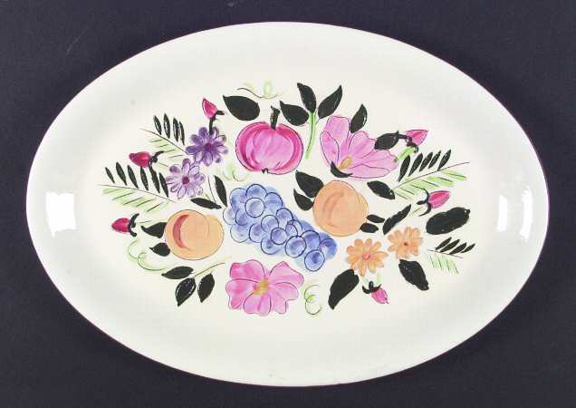 Fruit & Flowers 13" Oval Serving Platter