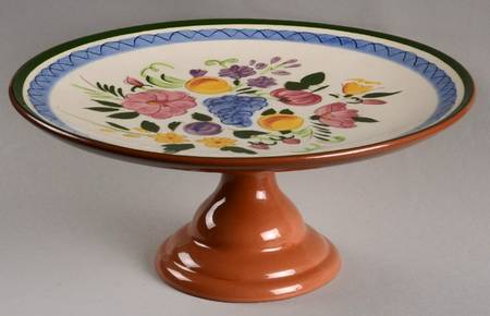 Fruit & Flowers 10" Diameter Pedestal Cake Stand