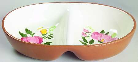 Fruit & Flowers 10" Oval Divided Vegetable Bowl