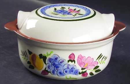 Fruit & Flowers 1.25 Qt Round Covered Casserole