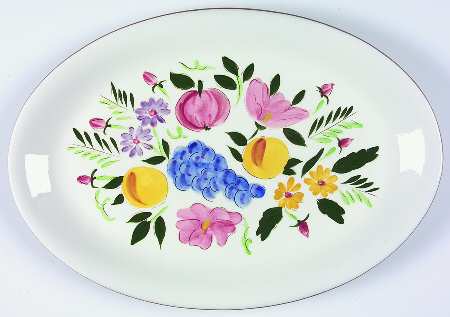Fruit & Flowers 14" Oval Serving Platter