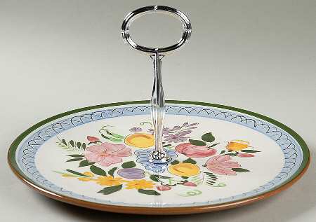Fruit & Flowers Round Serving Plate with Handle (DP)