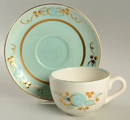 Frosted Fruit Flat Cup & Saucer Set