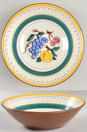 Fruit (Brown Trim) 8" Round Vegetable Bowl