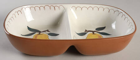 Fruit (Brown Trim) Rectangular Divided Vegetable Bowl