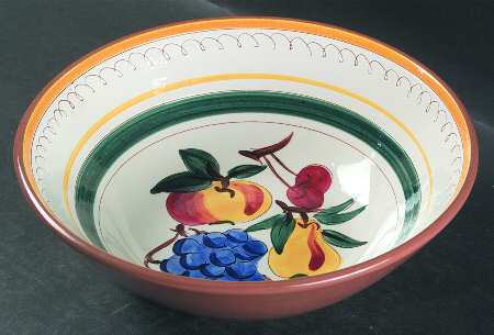 Fruit (Brown Trim) 8" Round Vegetable Bowl