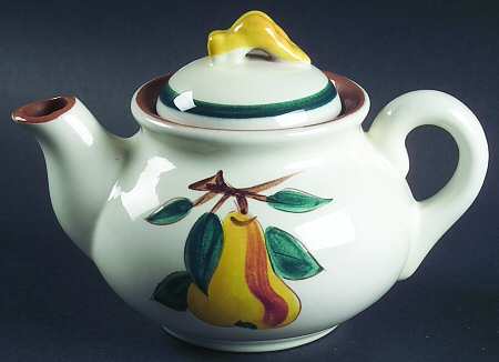 Fruit (Brown Trim) Individual Teapot & Lid