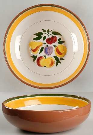 Fruit (Brown Trim) 12" Large Salad Serving Bowl