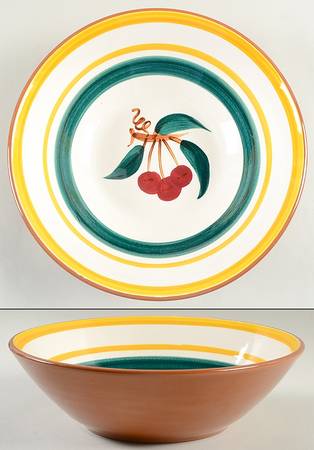 Fruit (Brown Trim) 11" Large Salad Serving Bowl