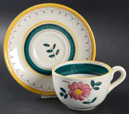 Garden Flower Flat Cup & Saucer Set