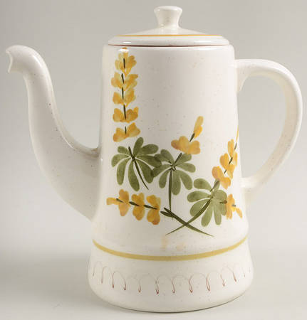 Golden Blossom (Brown Trim, Yellow Band) Coffee Pot & Lid