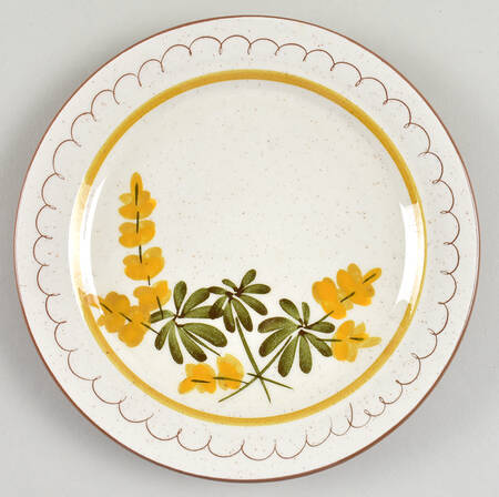 Golden Blossom (Brown Trim, Yellow Band) Salad Plate